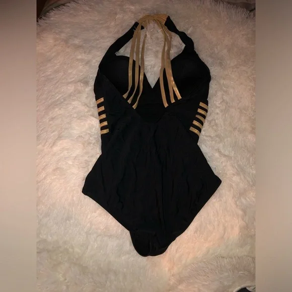 VENUS Lascana Black and Gold One-Piece Swimsuit - Picture 13 of 13